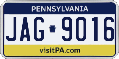 PA license plate JAG9016