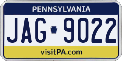 PA license plate JAG9022