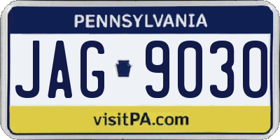 PA license plate JAG9030
