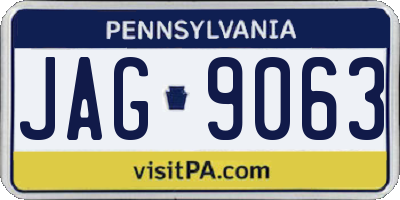 PA license plate JAG9063
