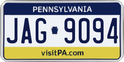PA license plate JAG9094