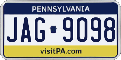 PA license plate JAG9098