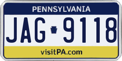 PA license plate JAG9118