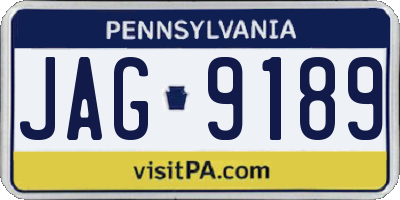 PA license plate JAG9189