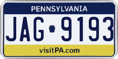 PA license plate JAG9193