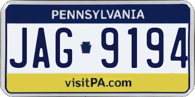 PA license plate JAG9194