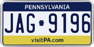 PA license plate JAG9196