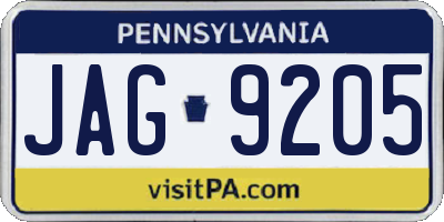 PA license plate JAG9205