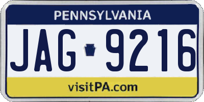 PA license plate JAG9216