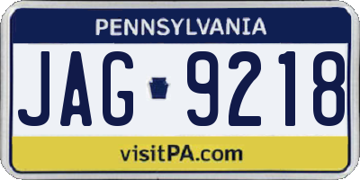 PA license plate JAG9218