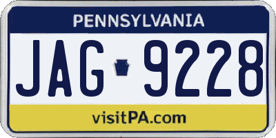 PA license plate JAG9228
