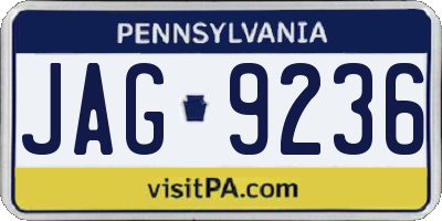 PA license plate JAG9236