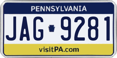 PA license plate JAG9281
