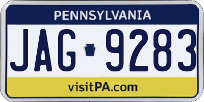 PA license plate JAG9283