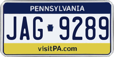 PA license plate JAG9289