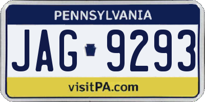 PA license plate JAG9293