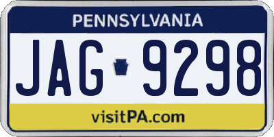 PA license plate JAG9298