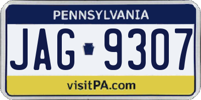 PA license plate JAG9307