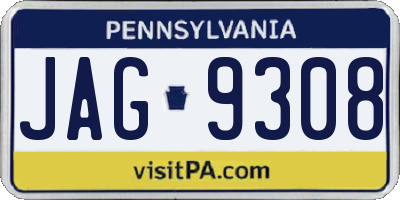 PA license plate JAG9308