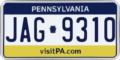 PA license plate JAG9310