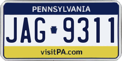 PA license plate JAG9311