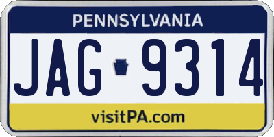 PA license plate JAG9314