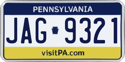 PA license plate JAG9321