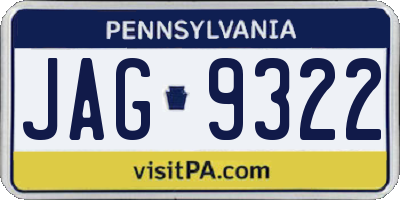 PA license plate JAG9322