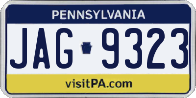 PA license plate JAG9323