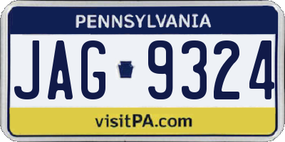 PA license plate JAG9324