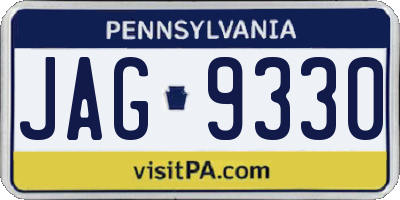 PA license plate JAG9330