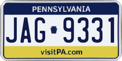 PA license plate JAG9331