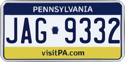 PA license plate JAG9332