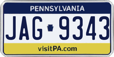 PA license plate JAG9343