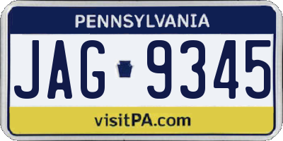 PA license plate JAG9345