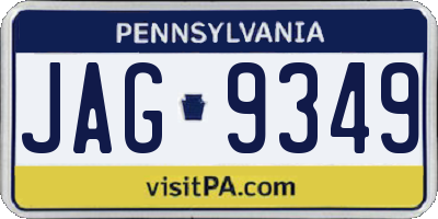 PA license plate JAG9349