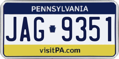 PA license plate JAG9351