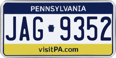 PA license plate JAG9352