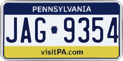 PA license plate JAG9354