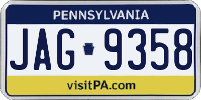 PA license plate JAG9358