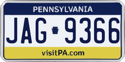 PA license plate JAG9366