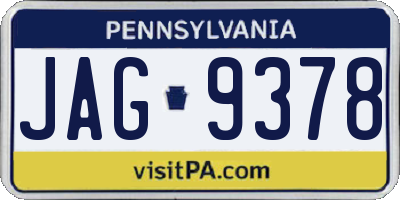 PA license plate JAG9378