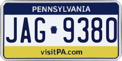 PA license plate JAG9380