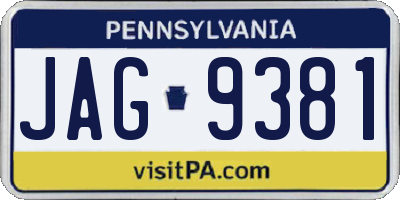 PA license plate JAG9381