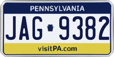 PA license plate JAG9382