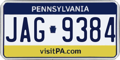 PA license plate JAG9384