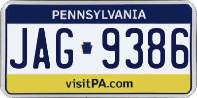 PA license plate JAG9386