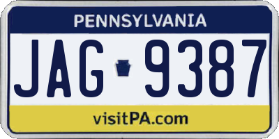 PA license plate JAG9387