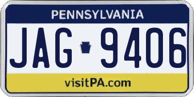 PA license plate JAG9406