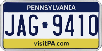 PA license plate JAG9410